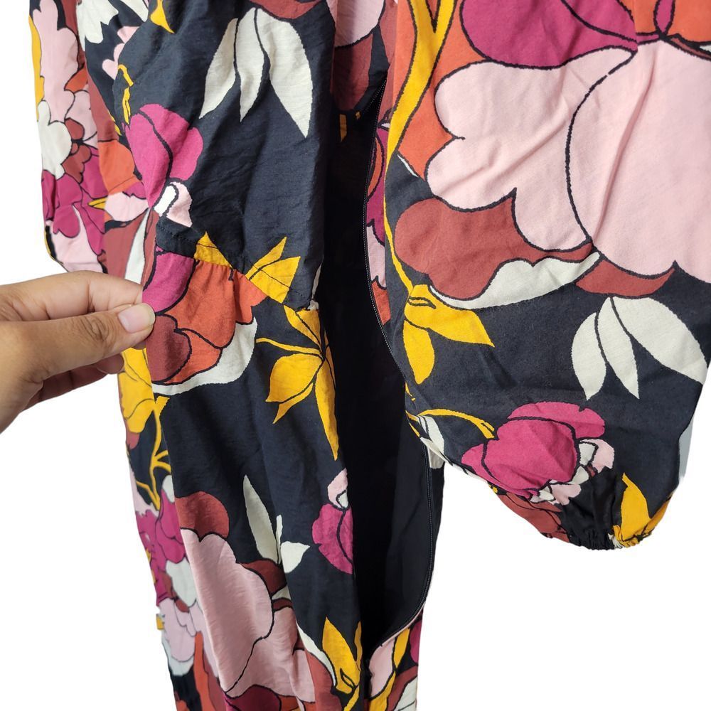 Anthropologie Maeve Fall Floral Long Midi 3/4 Puff Sleeve Dress US 18W - Picture 7 of 12